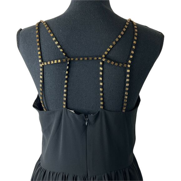 Lovemarks Black Polyester Dress Rhinestone Studded Straps Dress Medium - Picture 6 of 6